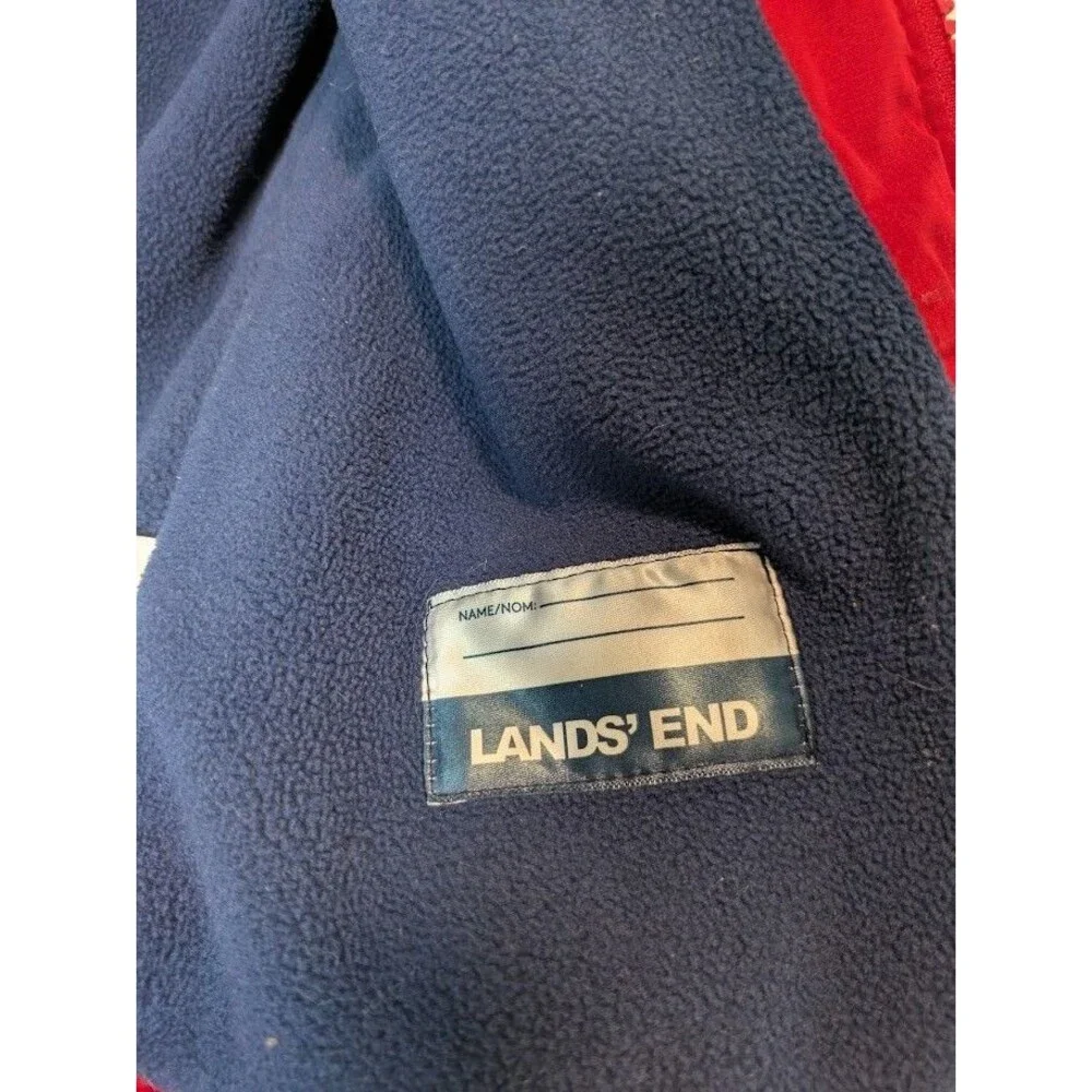 Lands' End Red and Blue Puffer Jacket Youth Boys XS 5/6 Warm Winter Coat
